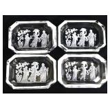 Lot of 4 intaglio etched small dishes