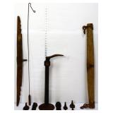 4 piece primitive lot, inc cobbler stand