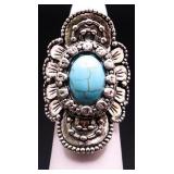 Oval cut turquoise ring, lab created