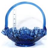 Fenton blue basket w/ roses