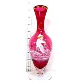 Cranberry 9in Mary Gregory style vase