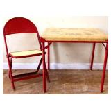 Vintage child size card table w/ chair see pics