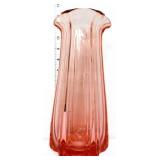 Vntg pink 12in glass vase