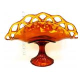 Vintage amber open lattice banana bowl