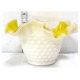 Kanawha yellow/white cased hobnail 4in bowl