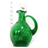 Emerald green 9in decanter, clear stopper
