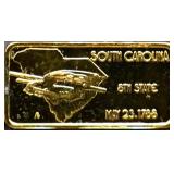 1 troy ounce South Carolina state silver bar