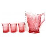 4 piece pink thistle water set