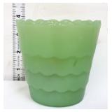 Vntg jadeite 4in scallop edge flower pot