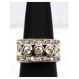 Sterling white sapphire mens ring, lab created