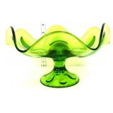 MCM green epic six petal pedestal bowl