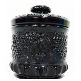 Fenton black grape and cable tobacco jar
