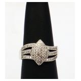 Sterling white sapphire pave ring, lab grown