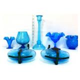 7 piece blue glass estate lot
