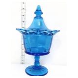 Vntg imperial laced edge footed lidded compote