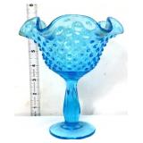 Fenton blue hobnail 7in open compote