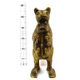 Brass bear stealing pig figural 7in bank