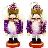 Pair purple nutcracker ornaments