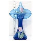 Fenton twilight blue 12in tulips JIP vase