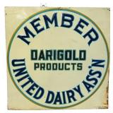 Vtg metal 11.5x11.5 United Dairy Member sign