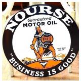 Porcelain double sided 24in Nourse Motor Oil sign
