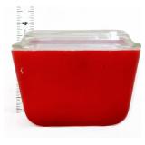 Vntg Pyrex red small fridge dish with lid