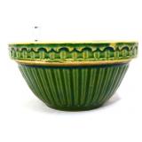 Vintage green stoneware mixing bowl