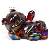 Fenton red carnival laying teddy bear figure