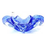 Murano blue bubble art glass bowl