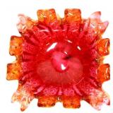 Art glass red & gold unique square bowl