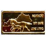 1 troy ounce Kentucky state silver bar