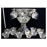 Vntg clear star of David punchbowl set