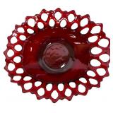 Westmoreland ruby red open lattice lace bowl