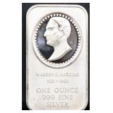 1oz Warren Harding silver bar