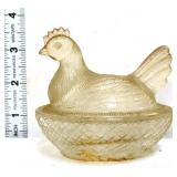 Vintage clear mini hen on nest
