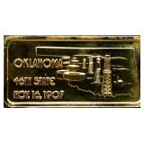 1 troy ounce Oklahoma state silver bar