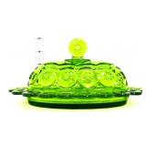 Vintage green moon & stars butter dish