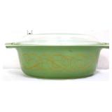 Vintage Pyrex #043 sage scroll casserole dish