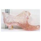 Fenton pink iridescent daisy & button shoe
