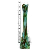 Vntg Isco 11.5in green spatter art glass vsae