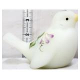 Fenton white satin dewdrops bird figure