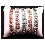 Lot of 5 gemstone bangle bracelets, lab created