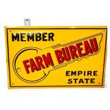Vntg metal 12.5x8 Farm Bureau Empire State NY sign