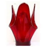 MCM Viking red 8in handkerchief vase