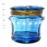Vntg Moser bohemian blue jewelry box