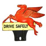 Vintage metal Pegasus Drive Safely tag topper