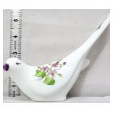 Fenton white bird of happiness figure w/ violets