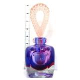 Art glass perfume bottle w/ pink stopper
