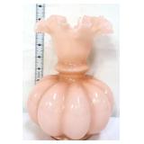 Fenton 8in pink cased melon vase