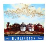 Metal 14x13 Burlington Trains sign